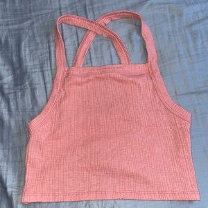 pink crop tank top with cross in the back!